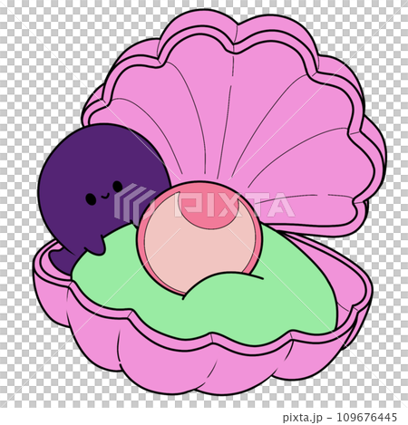 The illustration of a octopus and pearl 109676445