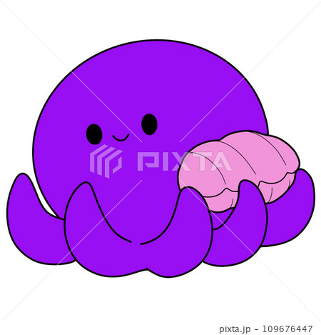 The illustration of a octopus and pearl 109676447