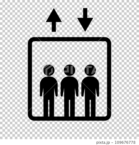 人が乗っているエレベーターのアイコン。ベクター。 人が乗っているエレベーターのアイコン。ベクター。 109676778