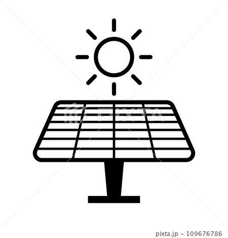 太陽光パネルと太陽のアイコン 109676786