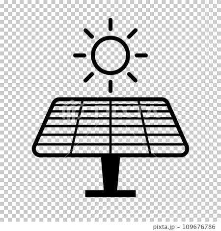 太陽光パネルと太陽のアイコン 109676786