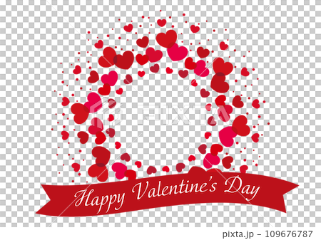 かわいいハートとドットとリボンのバレンタインリース/赤 109676787