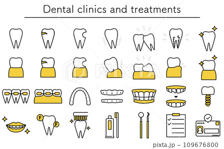 歯科クリニック・歯科治療のアイコンセット 109676800