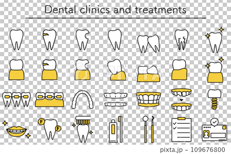 歯科クリニック・歯科治療のアイコンセット 109676800