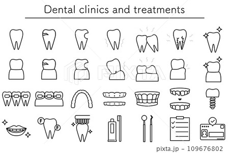 歯科クリニック・歯科治療のアイコンセット 109676802