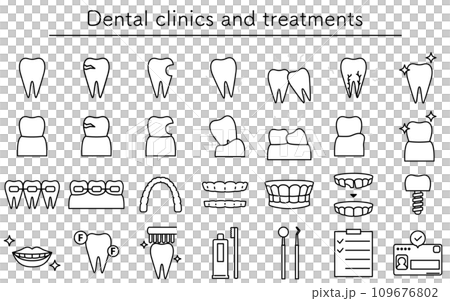歯科クリニック・歯科治療のアイコンセット 109676802