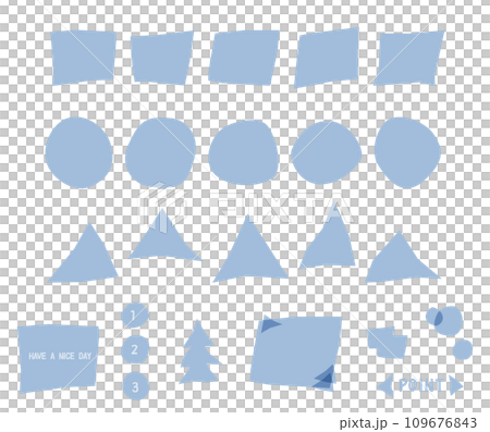 A set of slightly distorted hand-drawn shapes that create a relaxed atmosphere. A set of slightly distorted hand-drawn shapes that create a relaxed atmosphere. 109676843