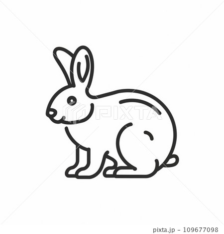 rabbit silhouette in a black, white rabbit 109677098