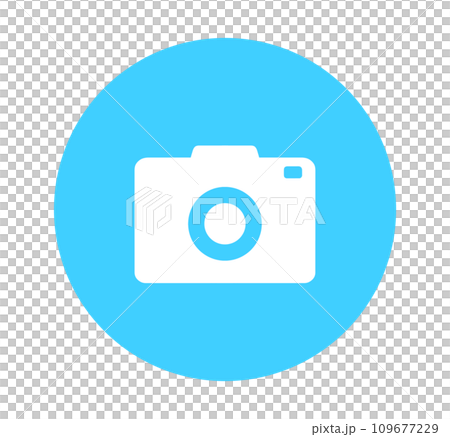 シンプルな水色のカメラアイコン 109677229