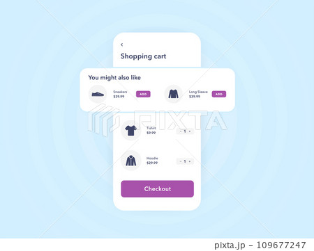 Checkout process with offer of similar and related products. Checkout Personalization with e-commerce extension. Increase in conversion and average amount. Isolated vector illustration Checkout process with offer of similar and related products. Checkout Personalization with e-commerce extension. Increase in conversion and average amount. Isolated vector illustration 109677247