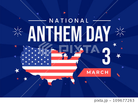 National Anthem Day Vector Illustration on March 3 with United States of America Flag in National Holiday Flat Cartoon Background Design 109677263
