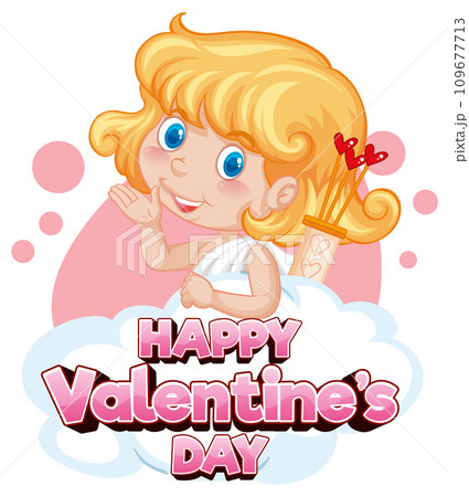 Cute Angel on Happy Valentine's Day Icon Banner 109677713