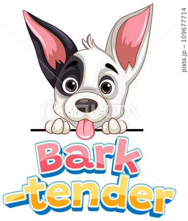Bark Tender: Funny Pun with Cute Cartoon Dog 109677714