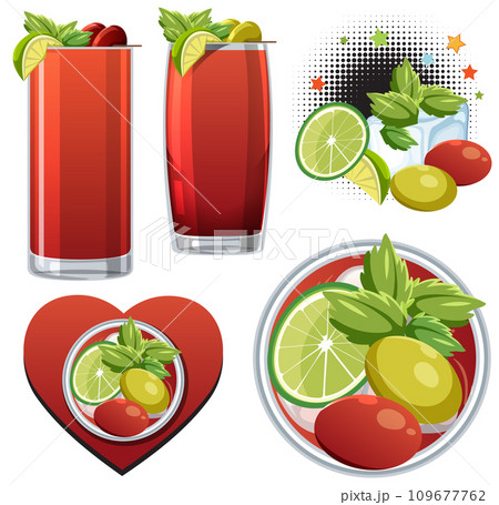 Set of bloody mary cocktail Set of bloody mary cocktail 109677762