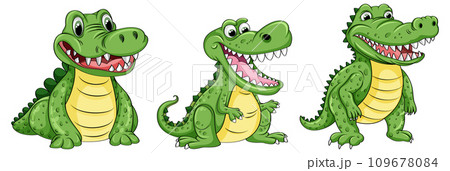 Funny Cartoon Crocodile Character 109678084