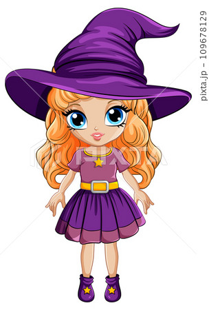 Cute witch cartoon with hat 109678129