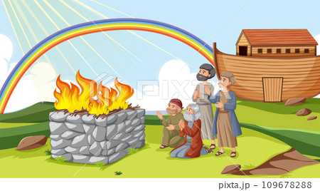 Ancient People Worshiping the Sun and Nature 109678288