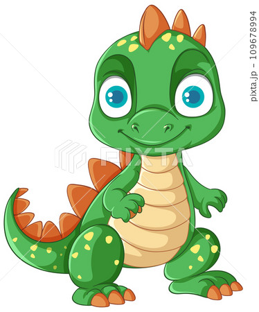 Happy cartoon dinosaur character smiling Happy cartoon dinosaur character smiling 109678994