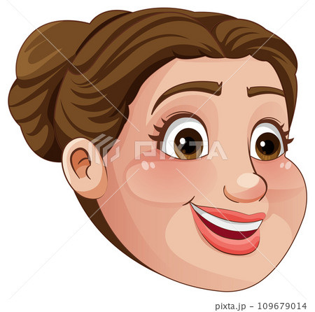 Chubby Woman Face Cartoon Character 109679014