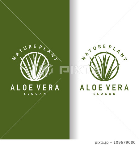 Aloe Vera Logo Design Simple Illustration Health Herbal Plant Grass 109679080