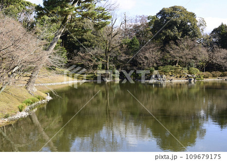 京都仙洞御所 北池 女院御所の池 冬を迎える景観 京都仙洞御所 北池 女院御所の池 冬を迎える景観 109679175