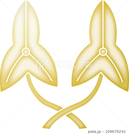 家紋 軸違い並び葉沢瀉【金色】 家紋 軸違い並び葉沢瀉【金色】 109679242