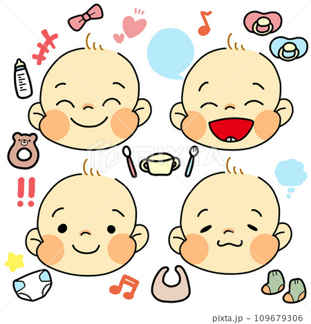 ご機嫌な赤ちゃんの表情セット 109679306