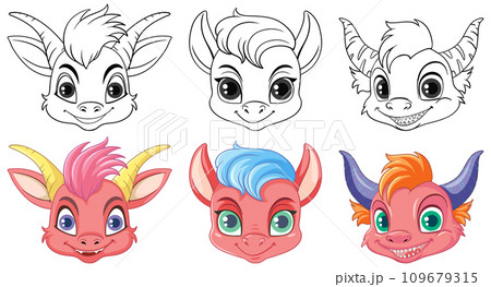 Coloring Page Outline of Cute Dragon Coloring Page Outline of Cute Dragon 109679315