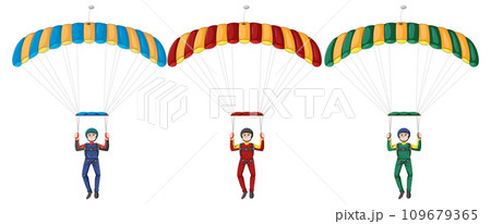 Set of skydiver with parachuting 109679365