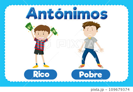 Education Antonyms: Rich and Poor in Spanish Language 109679374