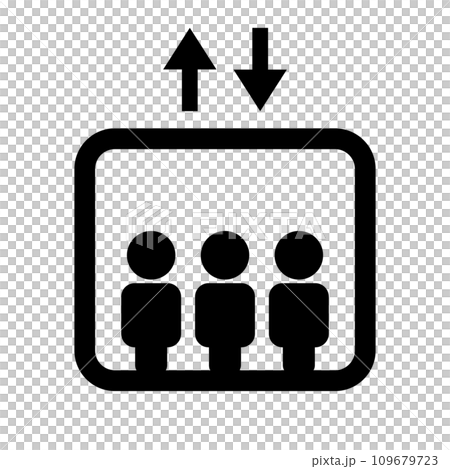 電梯剪影圖示。向量。 109679723