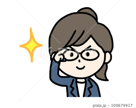 メガネが光る女性のイラスト②のイラスト素材 [109679917] - PIXTA