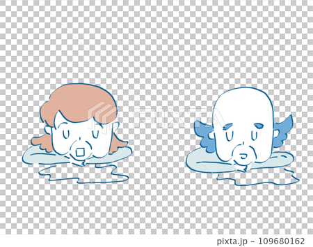 Illustration material of senior elderly grandfather and grandmother taking a nap Illustration material of senior elderly grandfather and grandmother taking a nap 109680162