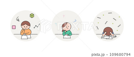 勉強が苦手でわからない子供たち 勉強が苦手でわからない子供たち 109680794