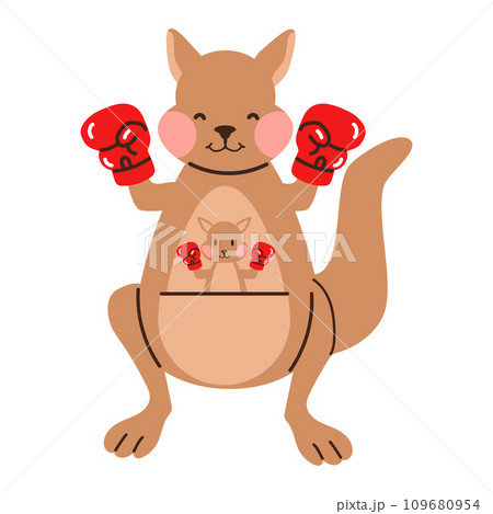 Vector illustration of Kangaroo boxing cartoon 109680954