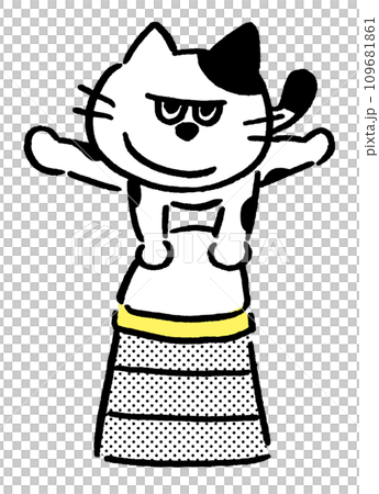 A spotted cat with black and white eyes and a grin A spotted cat with black and white eyes and a grin 109681861