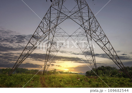 High voltage power lines tower High voltage power lines tower 109682544