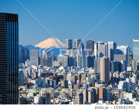 東京新宿の超高層ビル群と富士山 東京新宿の超高層ビル群と富士山 109682956