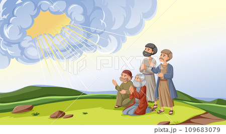 Ancient People Worshiping the Sun 109683079