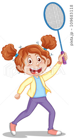 A woman playing badminton A woman playing badminton 109683118