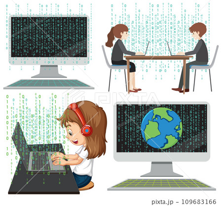 Set of mix the computer codeのイラスト素材 [109683166] - PIXTA