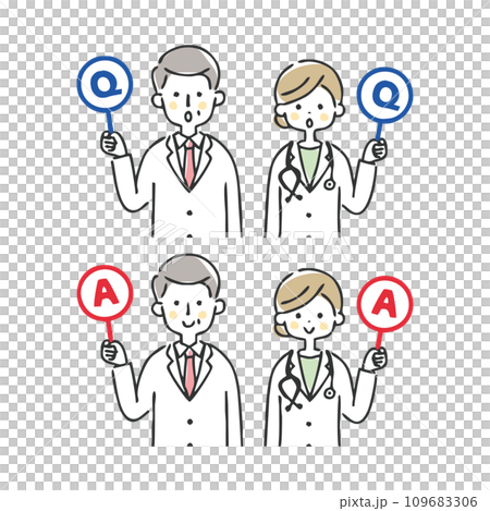 拿著Q&A標籤的醫務人員 拿著Q&A標籤的醫務人員 109683306