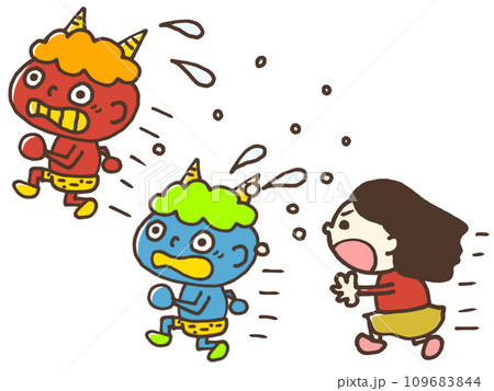 豆から逃げる鬼のイラスト 豆から逃げる鬼のイラスト 109683844