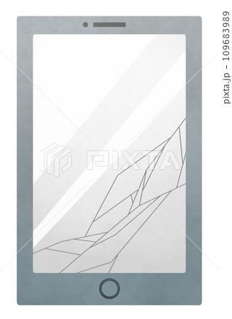 画面の割れて壊れたシンプルなグレーのスマートフォン 画面の割れて壊れたシンプルなグレーのスマートフォン 109683989