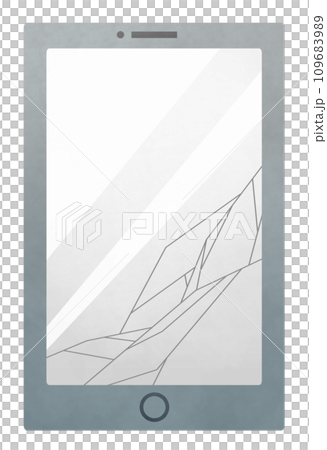 画面の割れて壊れたシンプルなグレーのスマートフォン 画面の割れて壊れたシンプルなグレーのスマートフォン 109683989