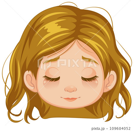 Girl Closing Eyes in Vector Illustration 109684052