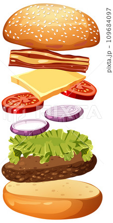 Isolated delicious hamburger cartoon 109684097