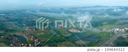 Aerial view of rural landscape in China 109684322