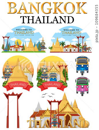 Bangkok Thailand Landmark Logo Banner 109684355