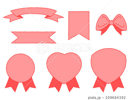 いろんなリボン クレヨンタッチイラスト 【セット】 109684392